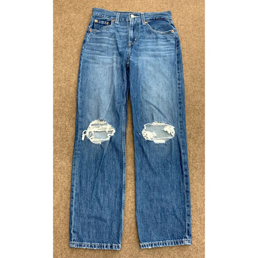 Levis Jeans Womens 26 Low Pro Straight Leg Distressed Loose Relaxed Y2K Denim